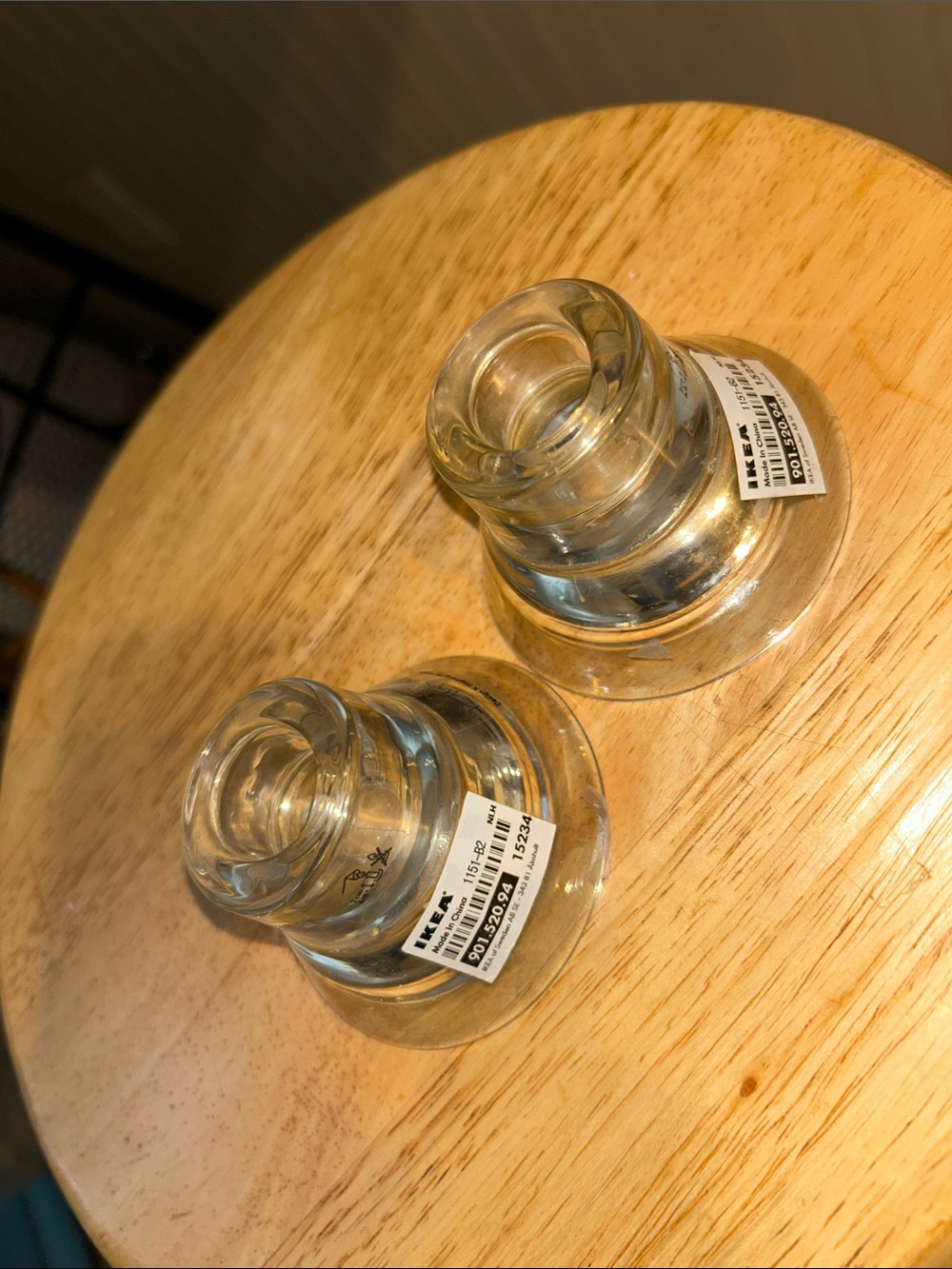IKEA Clear Glass Candle Holders in Transparent Glass - Set of 2